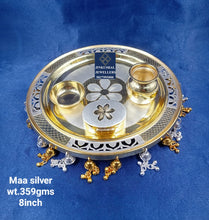 Load image into Gallery viewer, silver thali with gold polish