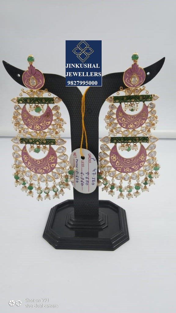 designer polki earring set for women