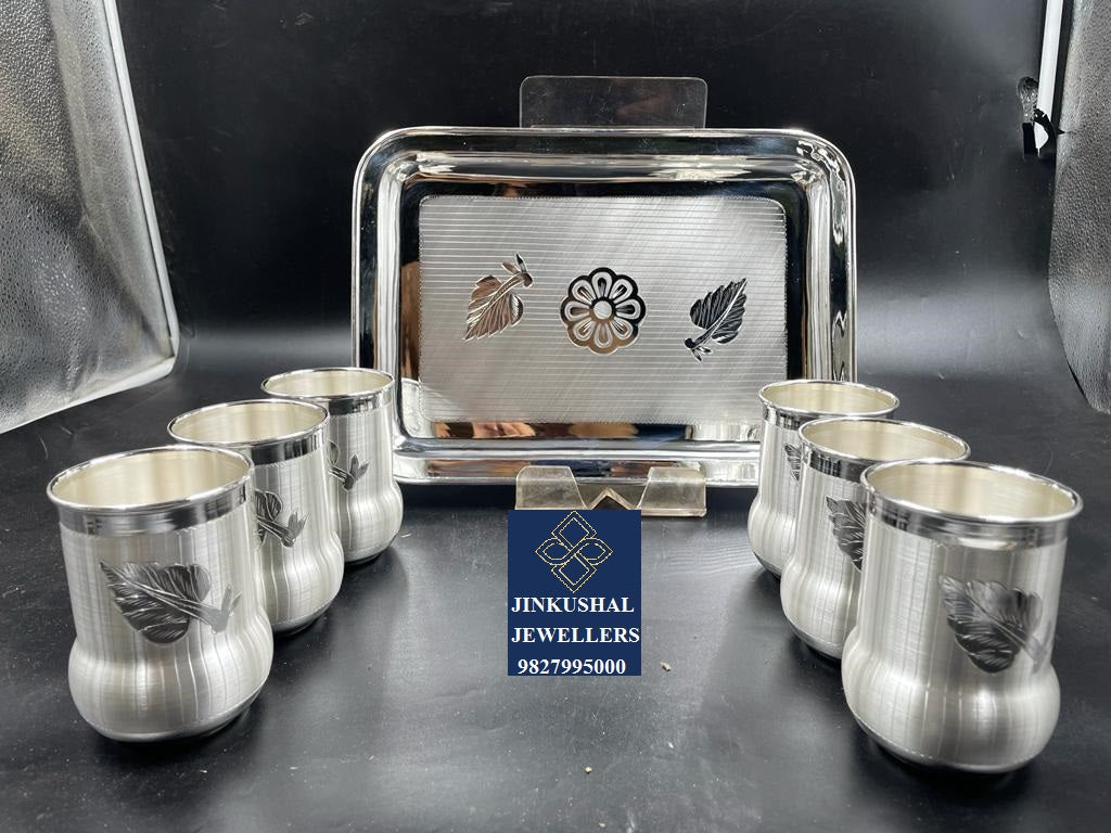 SILVER GLASS TREY SET