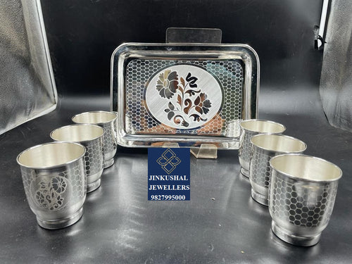 SILVER GLASS TREY SET