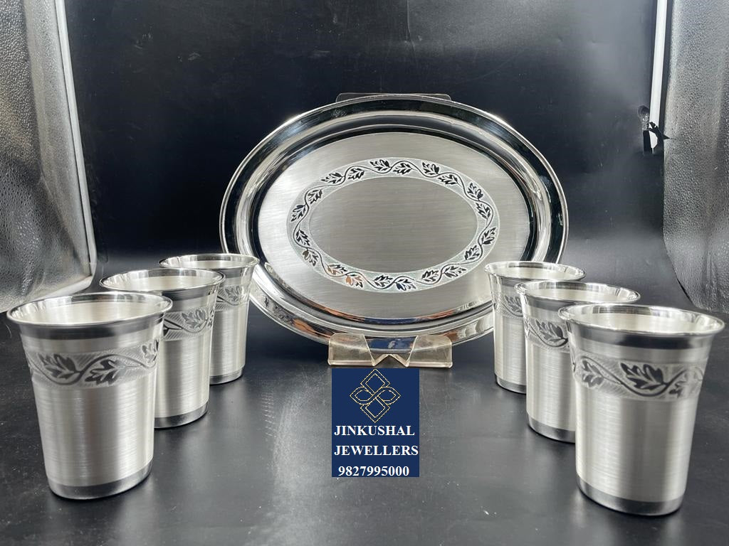 SILVER GLASS TREY SET